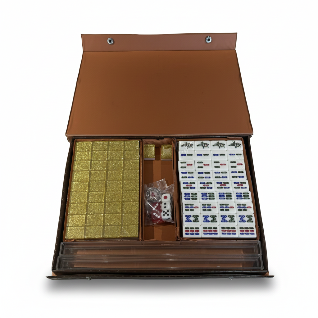 Gold Mini Mahjong Set - Faux Leather Box